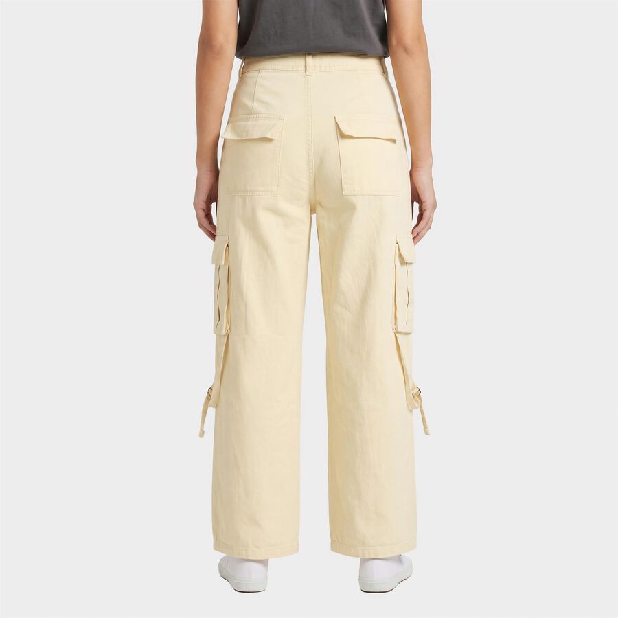 Women's Off White Wide Leg Cargo Jeans, Off White, large