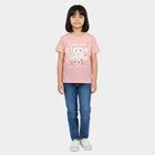 Girls Pink Round Neck Regular T-Shirt, गुलाबी, small