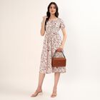 Women's Maroon V-Neck Classic Fit and Flare Dress, Maroon, small