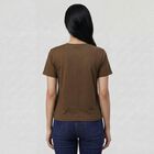 Women's Olive Round Neck Minimalist T-Shirt, ओलिव, small