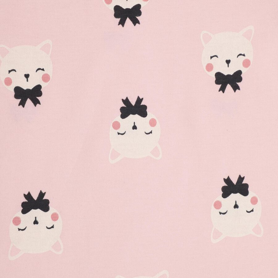 Girls' Soft Pink Cotton Sleeveless Printed Top and Shorts Set, Light Pink, large image number null