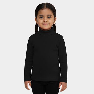 Girls Jet Black Turtleneck Classic Pullover
