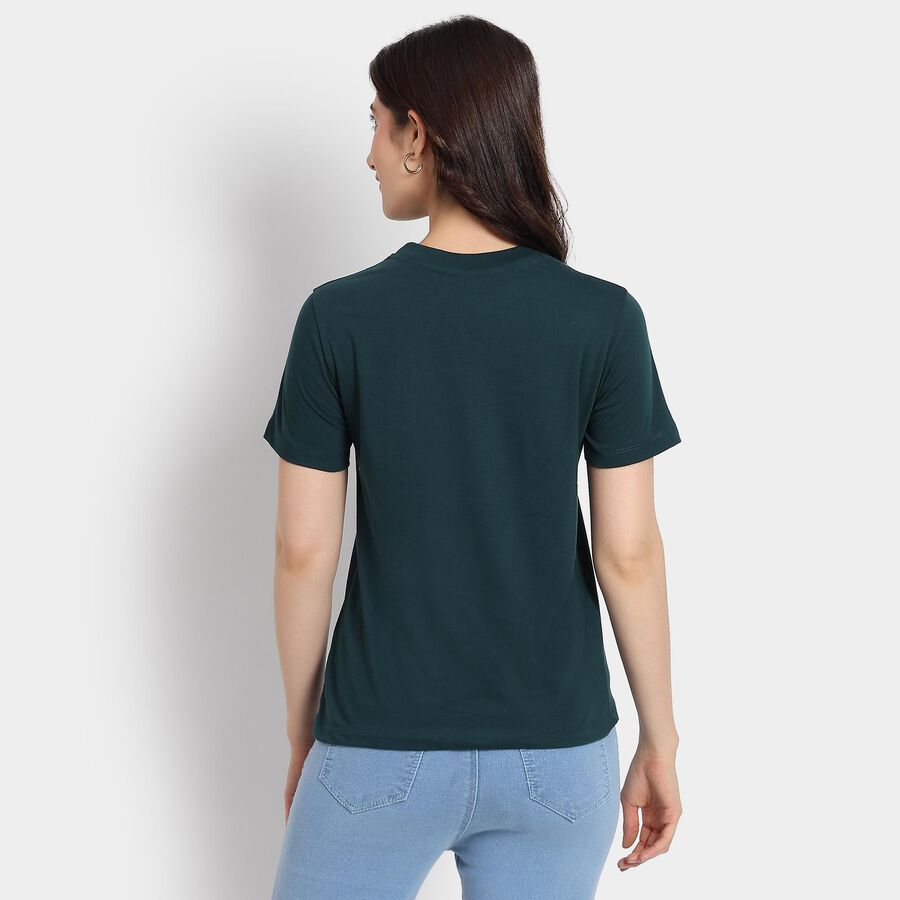 Ladies' Round Neck T-Shirt, गहरा हरा, large image number null