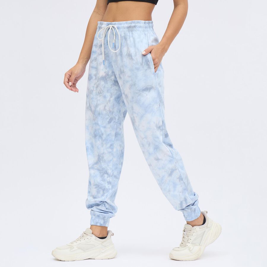Women's Light Sky Blue Regular Fit Tie-Dye Jogger Track Pants, Light Blue, large image number null