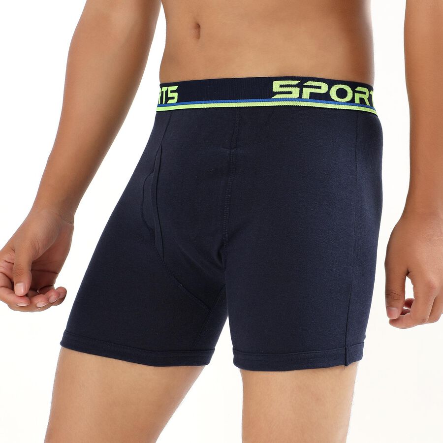 Men's Deep Midnight Navy Long-Length Trunks, Navy Blue, large image number null
