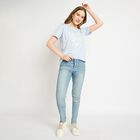 Ladies' Round Neck T-Shirt , हल्का नीला, small