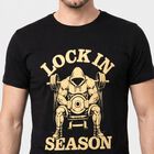 Men's Black Round Neck Regular Graphic Printed T-Shirt, काला, small
