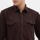 Men's 100% Cotton Casual Shirt, Brown, small