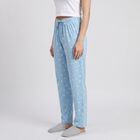 Women's Light Blue Straight Fit Floral Cotton Blend Pyjama, Light Blue, small