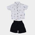 Infants' Navy Blue Cotton Collared Nautical Printed Baba Suit, Navy Blue, small