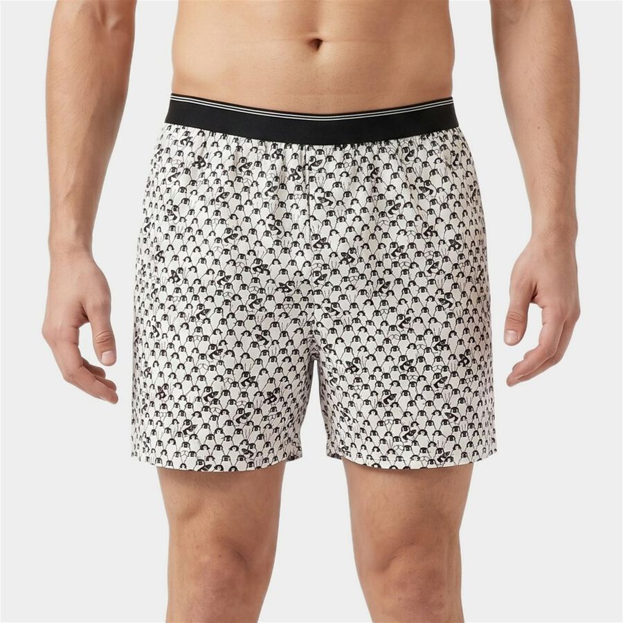 Men's White Classic Fit Printed Boxers, White, large