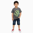 Boys' Dark Olive Green Cotton Round Neck Graphic Printed T-Shirt, Olive, small