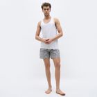 Men's Black and White Checkered Relaxed Fit Boxers, Dark Grey, small image number null