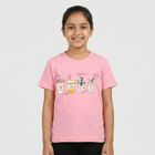 Girls Pink Round Neck Regular T-Shirt, गुलाबी, small