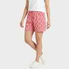 Women's Pink Regular Fit Printed Lounge Shorts, गुलाबी, small