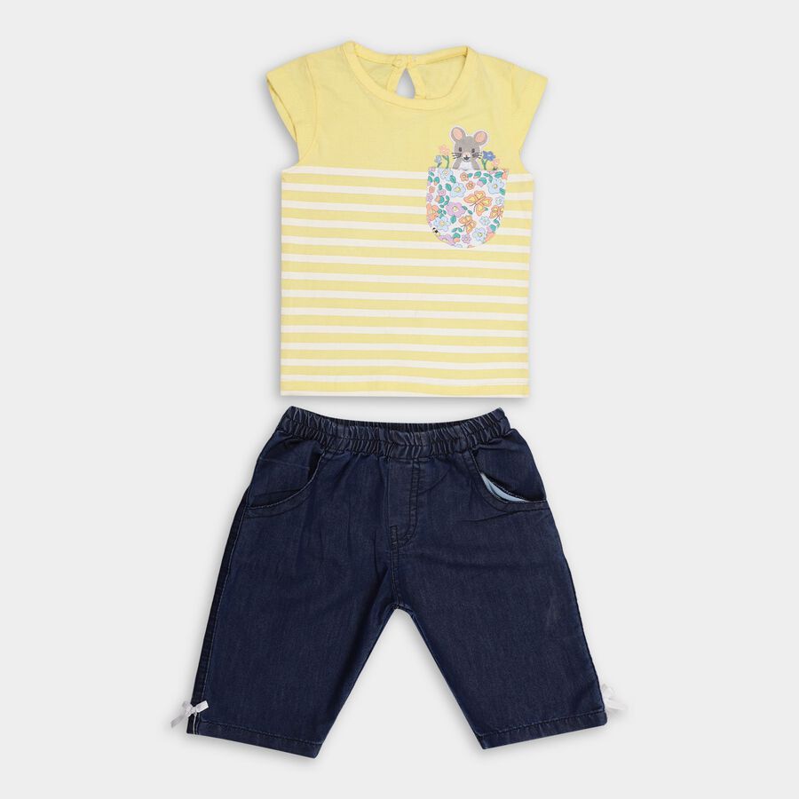 Infants'100% Cotton Capri Set, Yellow, large image number null