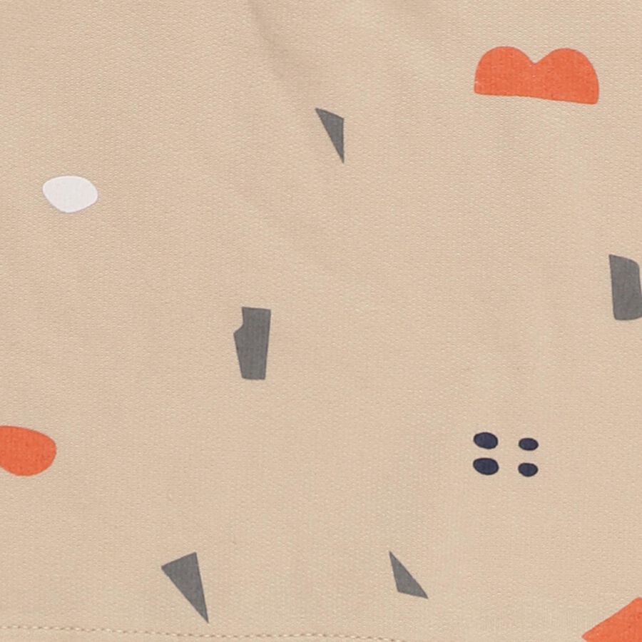 Infants Beige Printed Baba Suit, Beige, large image number null