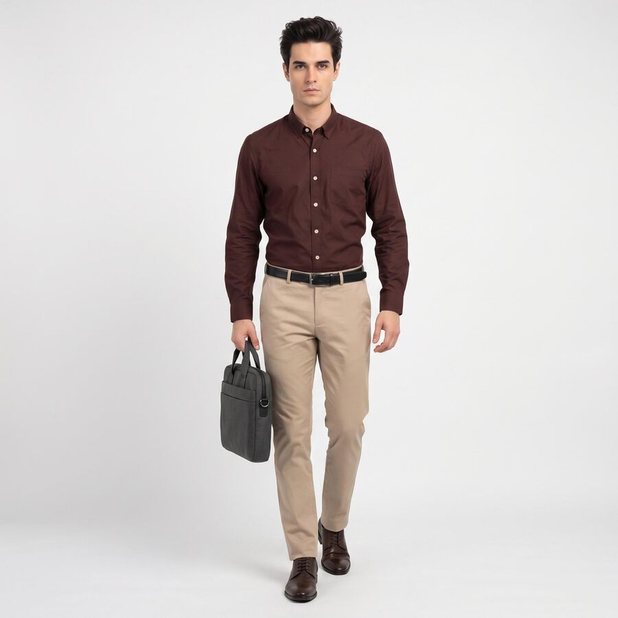 Men's Maroon Formal Shirt, मरून, large