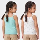 Girls' Aqua Cotton Square Neck Sleeveless Vest, एक्वा, small