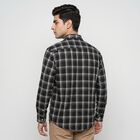 Men's Black Cotton Checked Casual Shirt, Black, small