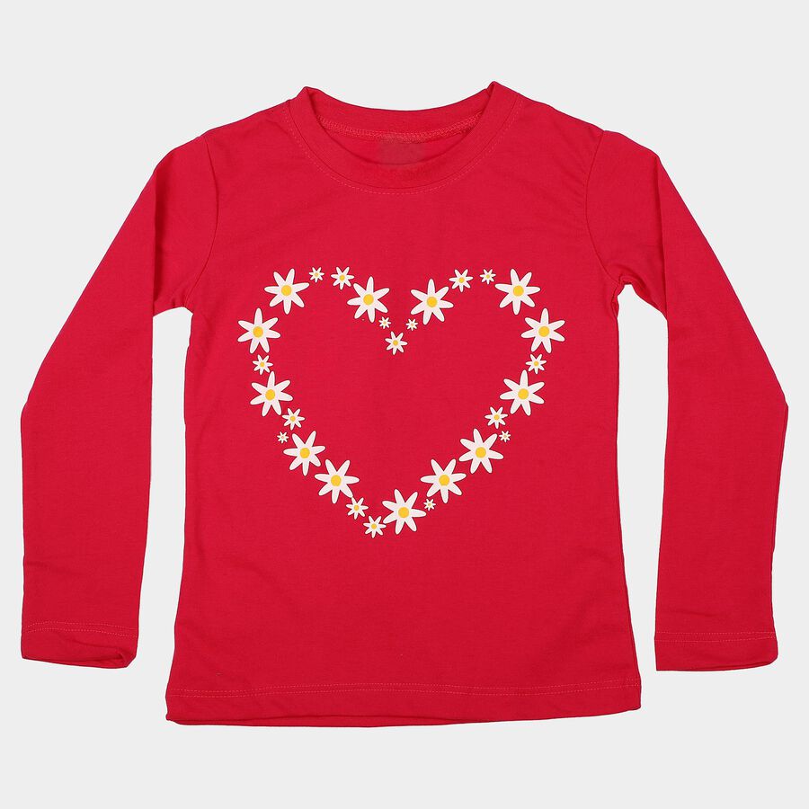 Girls Fuchsia Round Neck Regular Top, रानी (फ्यूशिया), large