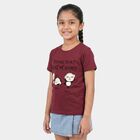 Girls Purple Round Neck Regular T-Shirt, Purple, small