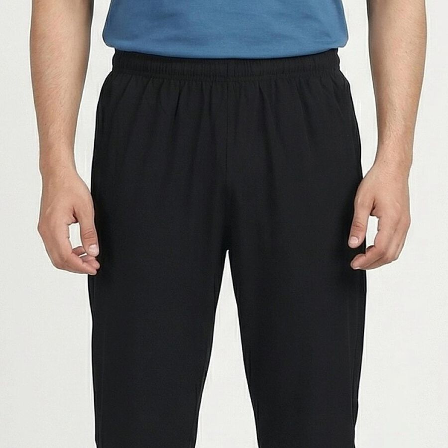 Men's Black Regular Fit Track Pants, Black, large