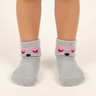 Infants Light Pink and Grey Regular Fit Animal Face and Polka Dot Socks Pack of 2, हल्का ग्रे, small image number null