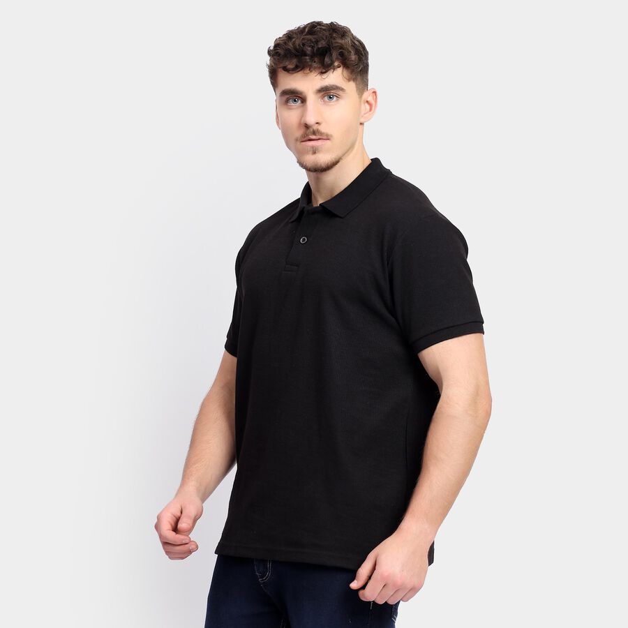 Men's Collared Half Sleeves T-Shirt , काला, large image number null
