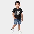 Boys Black Crew Neck Regular Boys T-Shirt, काला, small