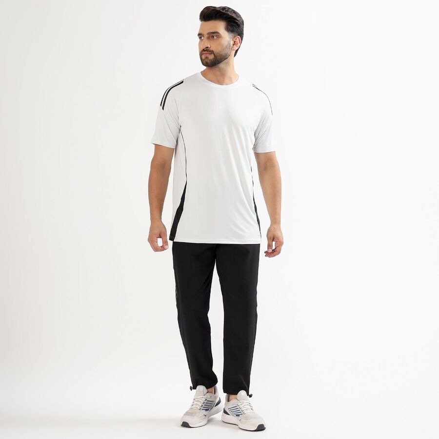 Men's Jet Black Regular Fit Side-Piped Track Pants, Black, large image number null