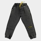 Boys Black Regular Fit Jogger Style Jeans, काला, small