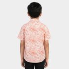 Boys Peach Cotton Half Sleeve Collar Casual Shirt, Peach, small