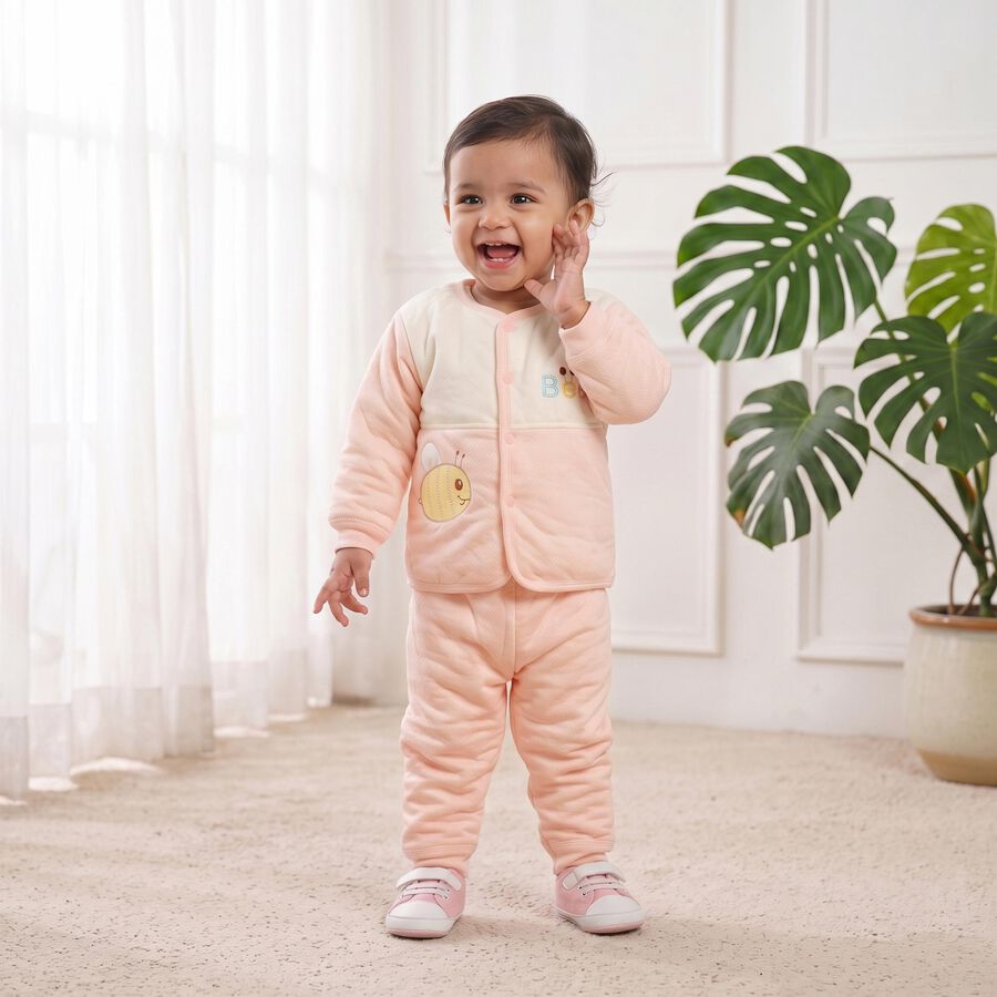 Infants' Pink Round Neck Lounge Hipster Set, Light Pink, large