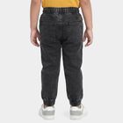 Boys' Dark Grey Charcoal Jogger Fit Printed Jeans, Dark Grey, small