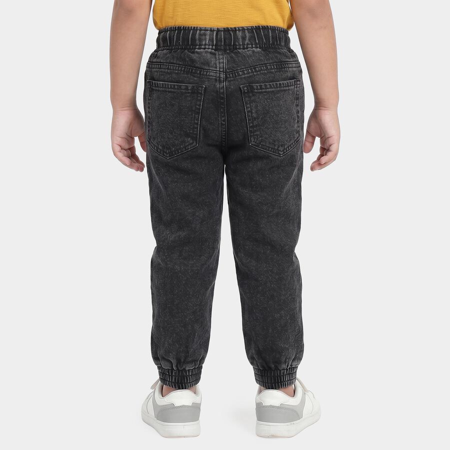 Boys' Dark Grey Charcoal Jogger Fit Printed Jeans, Dark Grey, large