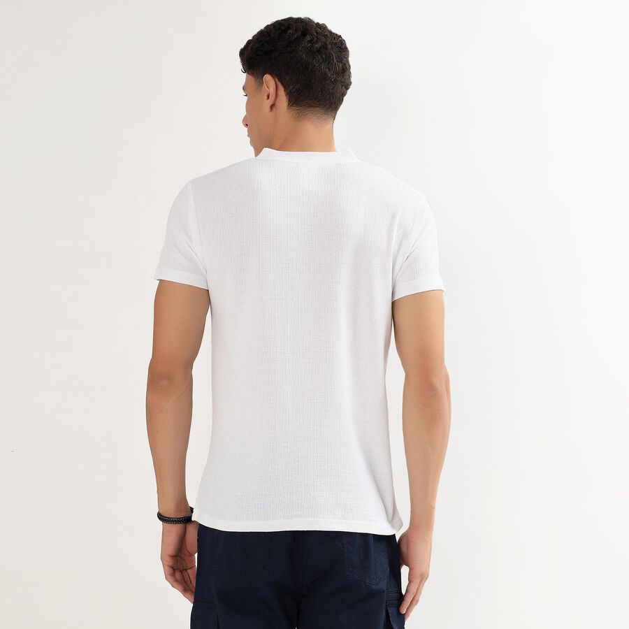 Men's Bright White Henley Neck Casual T-Shirt, White, large image number null