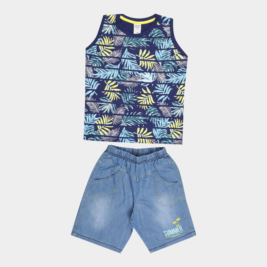 Boys Cotton Baba Suit, Navy Blue, large image number null