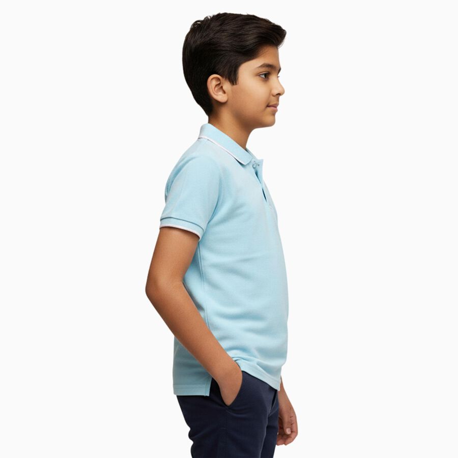 Boys' Pale Powder Blue Crew Neck Casual T-Shirt, हल्का नीला, large