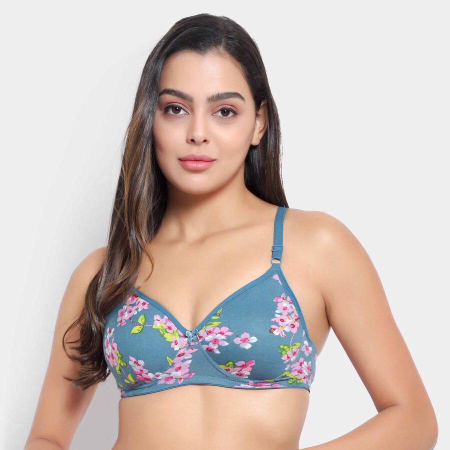 Printed Bra, Teal Blue, large image number null