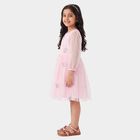 Girls' Pink Fit and Flare Embroidered Party Wear Frock, Light Pink, small