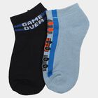 Boys' Regular Fit Ankle Length Pack of 2 Socks ( Blue, Black), नेवी ब्लू, small