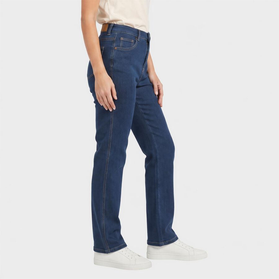 Women's Blue Straight Fit Washed Jeans, Mid Blue, large