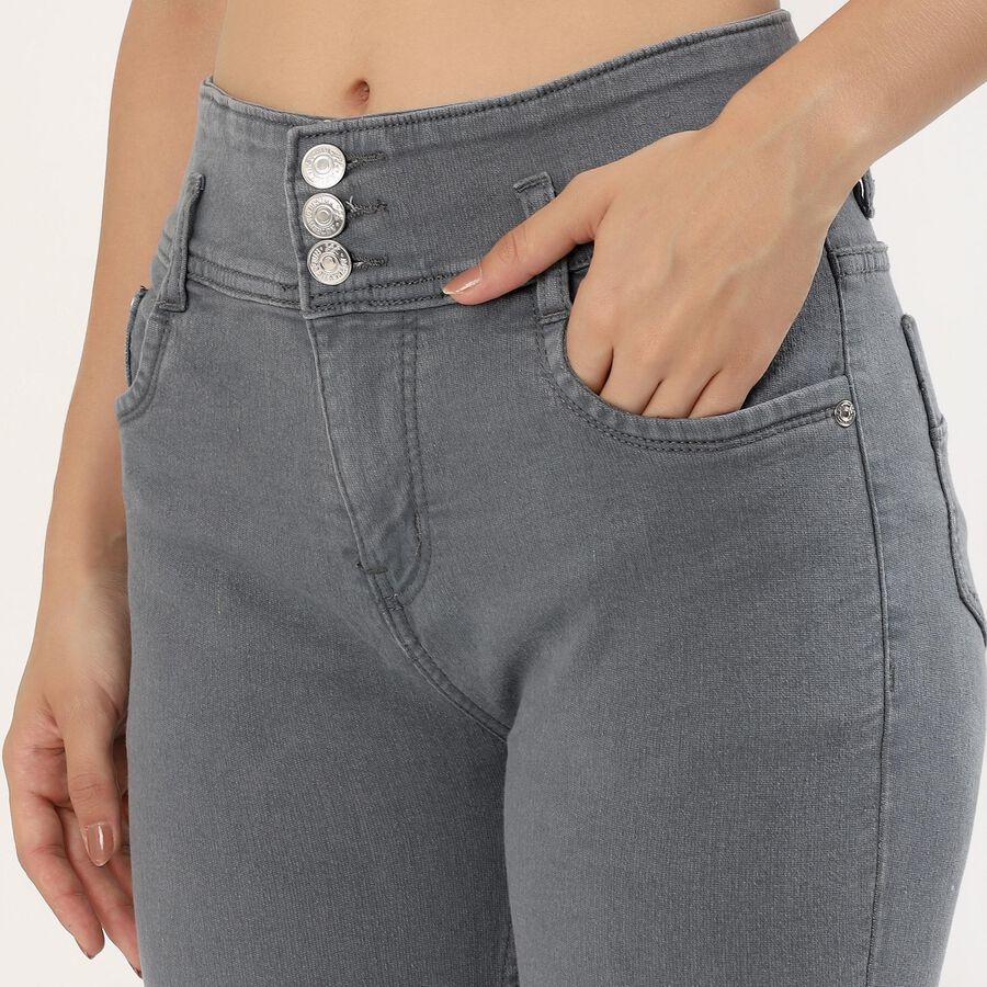 Women's Muted Steel Grey Skinny Fit High-Rise Jeans, गहरा ग्रे, large image number null