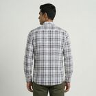 Men's Off-White Cotton Button-Down Casual Shirt, Off White, small
