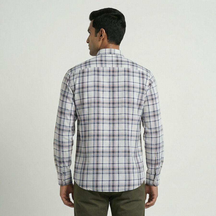 Men's Off-White Cotton Button-Down Casual Shirt, Off White, large