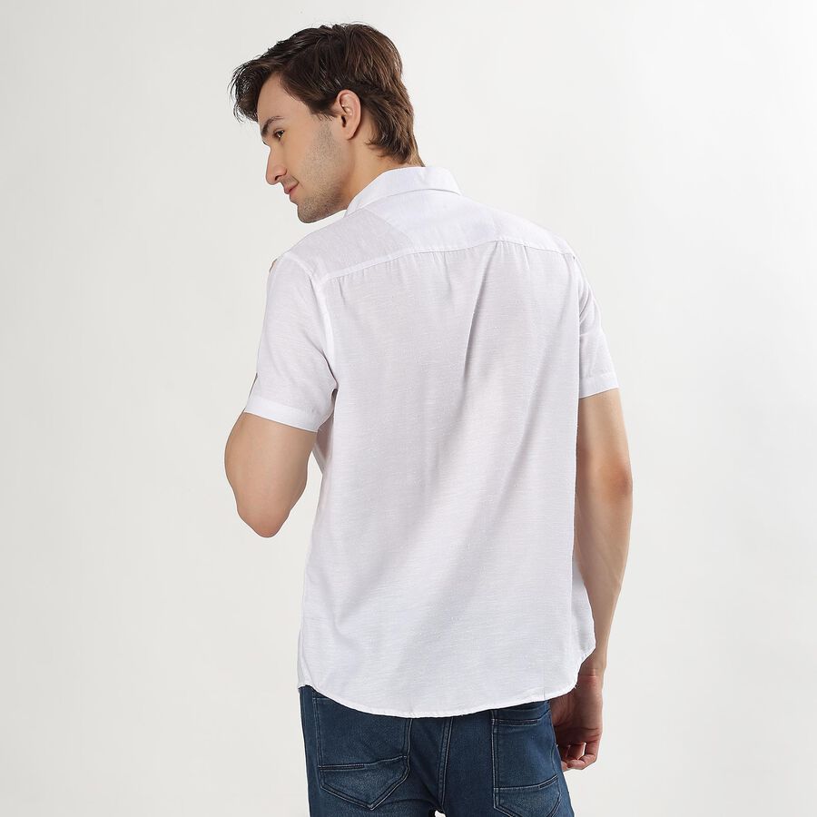 Men's Snow White Slim Fit Classic Collar Casual Shirt, White, large image number null