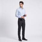 Men's Black Slim Fit Flat-Front Casual Trousers, Black, small