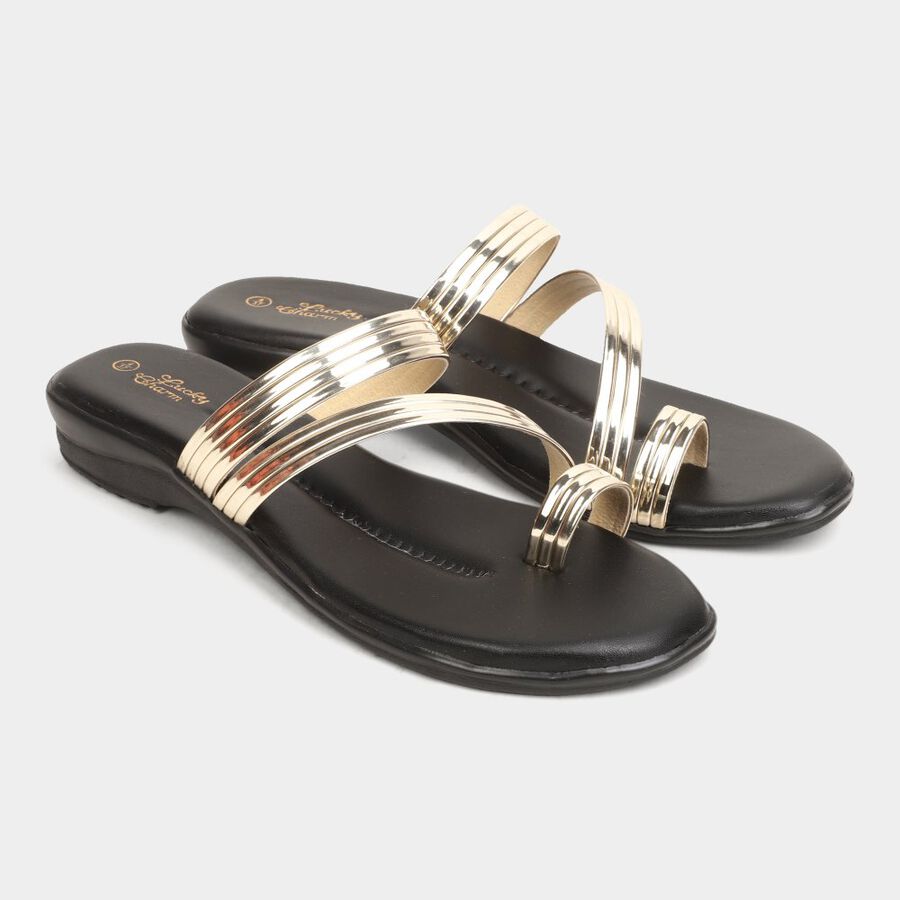 Womens Sandals, गोल्डन, large image number null