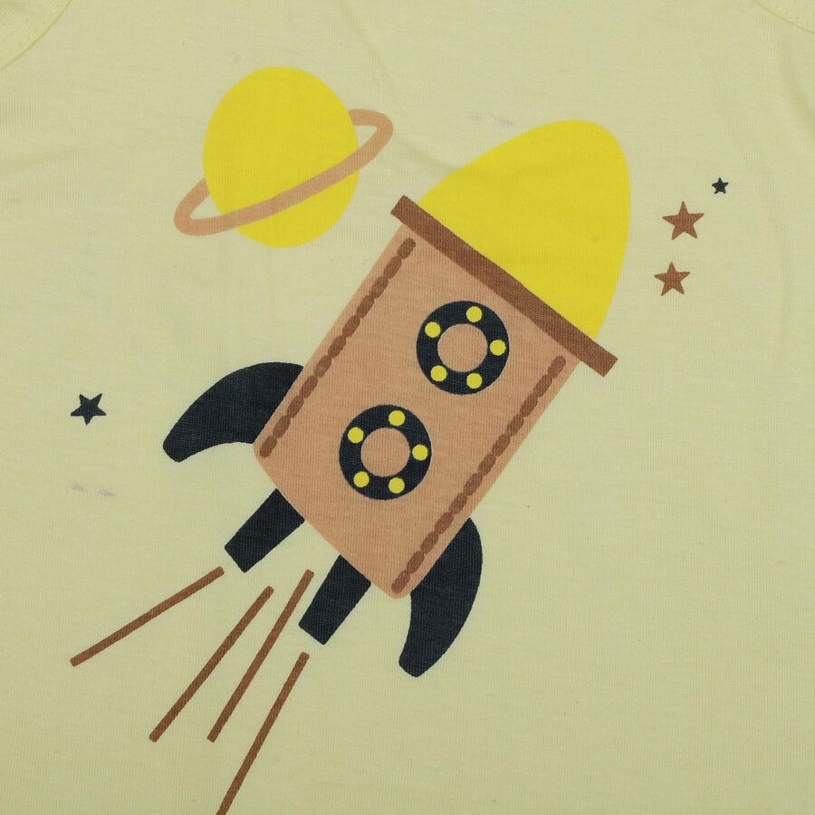 Infants Yellow Cotton Round Neck Casual Vest, Yellow, large